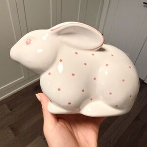 Tiffany & Co. White and Pink Polka Dot Bunny Bank